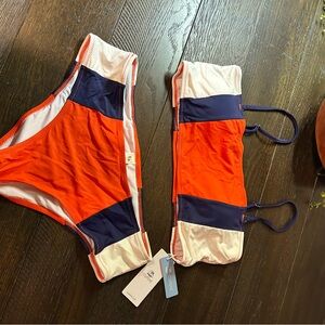 Cupshe Vibrant Orange/Blue/White Bikini NWT